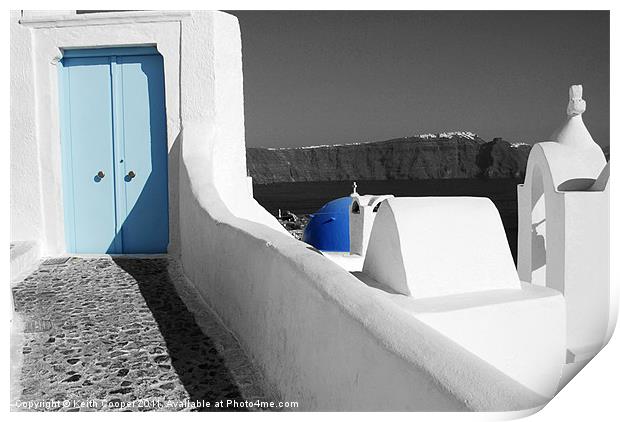 View from Oia Santorini Print by Keith Cooper