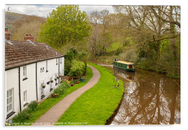 Narrowboat on Monmouthshire and Brecon Canal Acrylic by Pearl Bucknall