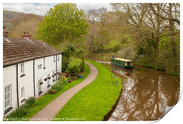 Narrowboat on Monmouthshire and Brecon Canal Print by Pearl Bucknall