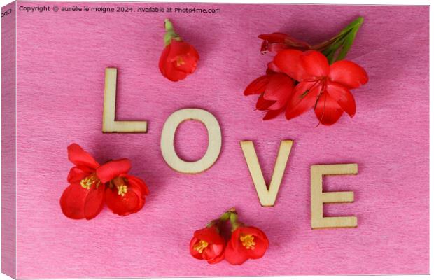 Red flowers and love Canvas Print by aurélie le moigne