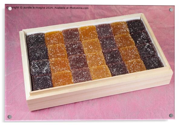 Fruit pastes in a wooden box Acrylic by aurélie le moigne