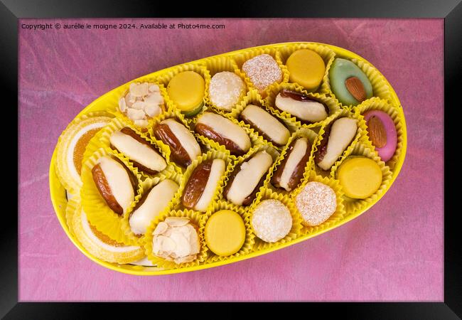 Almond paste candies and dates Framed Print by aurélie le moigne