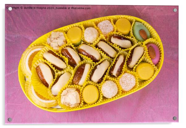 Almond paste candies and dates Acrylic by aurélie le moigne