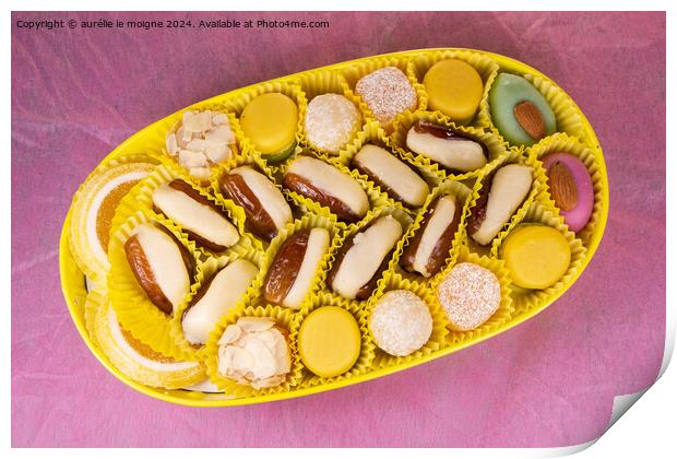 Almond paste candies and dates Print by aurélie le moigne