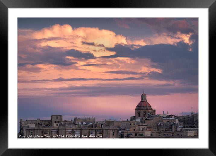 Last Light Over Valletta Framed Mounted Print by Dave Bowman