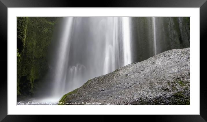 Long exposure of a waterfall in a rocky landscape in Iceland Framed Mounted Print by Michael Piepgras