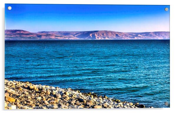 Sea of Galilee Capernaum from Saint Peter's House Israel  Acrylic by William Perry