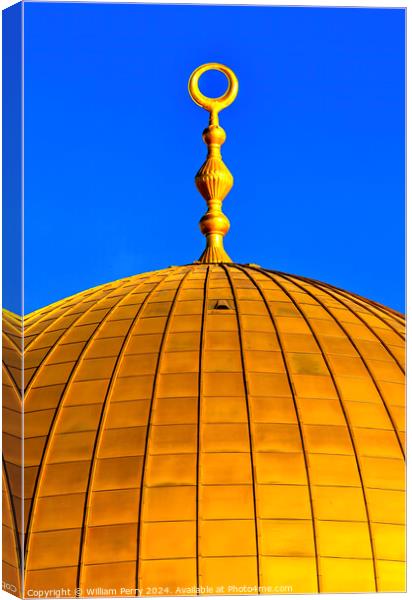 Golden Dome of Rock Islamic Mosque Jerusalem Israel Canvas Print by William Perry