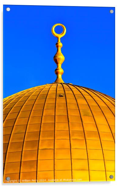 Golden Dome of Rock Islamic Mosque Jerusalem Israel Acrylic by William Perry