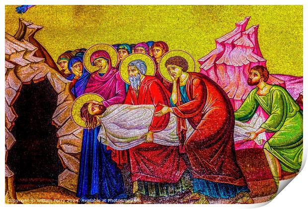 Christ Tomb Mosaic Church of Holy Sepulchre Jerusalem Israel  Print by William Perry