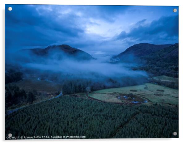 Looking North Towards Loch Eck At Night Acrylic by Ronnie Reffin