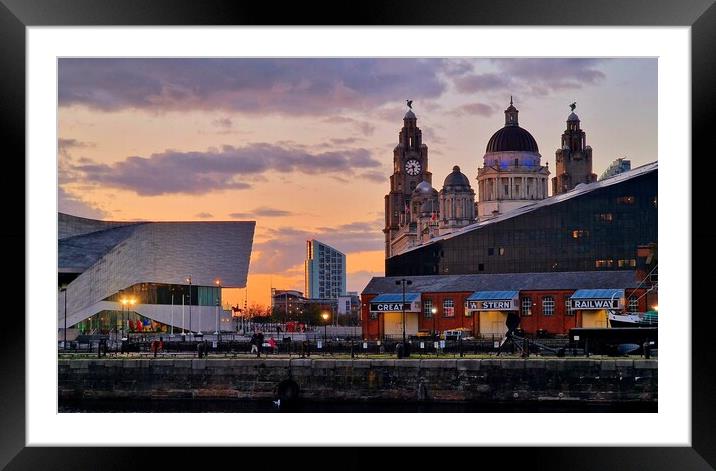 Liverpool Waterfront Skyline Framed Mounted Print by Michele Davis