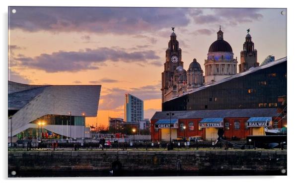 Liverpool Waterfront Skyline Acrylic by Michele Davis