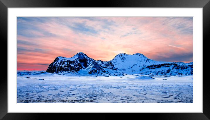 Sunset Over Mountains Iceland  Framed Mounted Print by Alice Rose