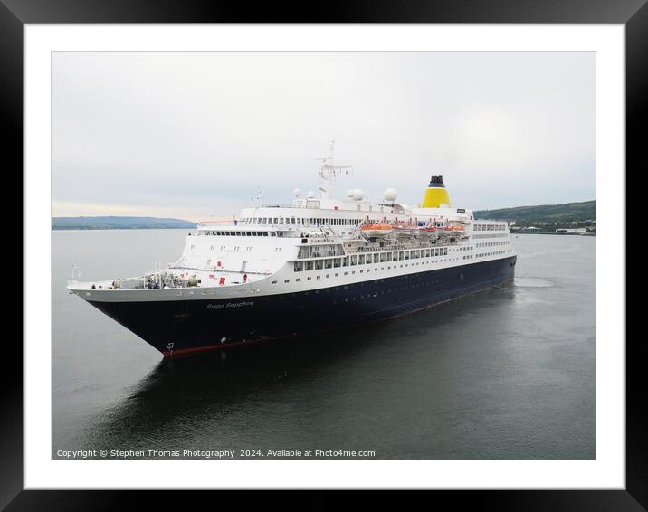 Saga Sapphire Cruise Ship at Greenock Scotland Framed Mounted Print by Stephen Thomas Photography 