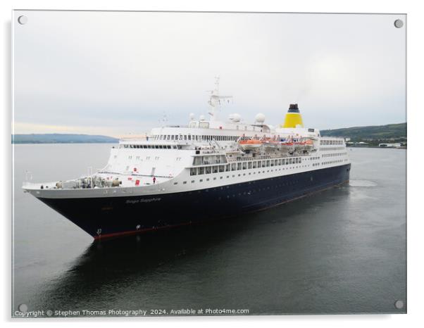 Saga Sapphire Cruise Ship at Greenock Scotland Acrylic by Stephen Thomas Photography 