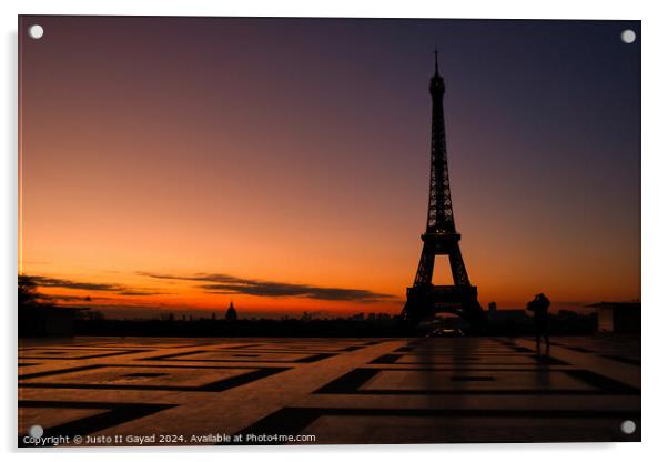 Sunrise at Trocadéro Square Eiffel Tower  Acrylic by Justo II Gayad