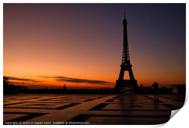 Sunrise at Trocadéro Square Eiffel Tower  Print by Justo II Gayad