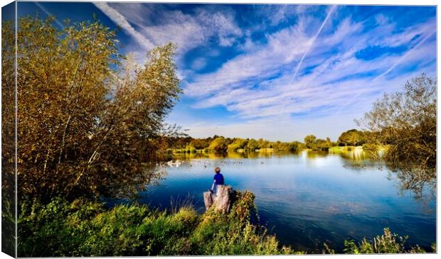 Tranquil Lake Reflections at Kingsbury Water Park Canvas Print by Alice Rose Lenton