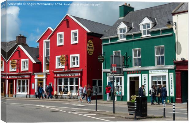 Colourful shopfronts in Dingle Town, County Kerry Canvas Print by Angus McComiskey