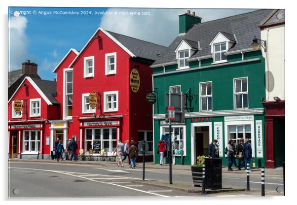 Colourful shopfronts in Dingle Town, County Kerry Acrylic by Angus McComiskey