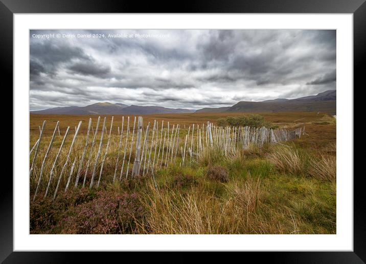 Snow Fence, Scottish Highlands Framed Mounted Print by Derek Daniel