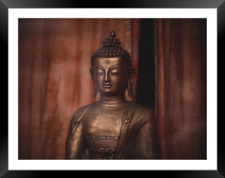 Brass Buddha  Framed Mounted Print by Victor Burnside