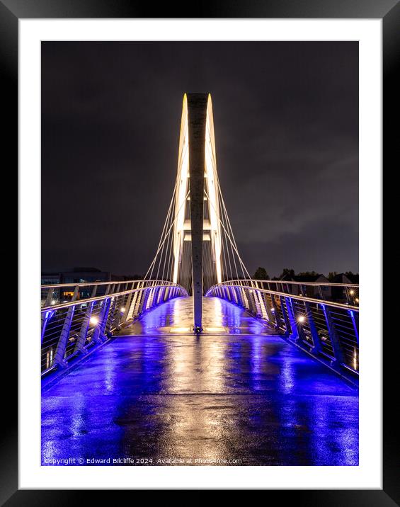 Stockton Infinity Bridge over river Tees Framed Mounted Print by Edward Bilcliffe