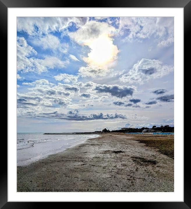 Sun in clouds over beach Framed Mounted Print by Robert Galvin-Oliphant