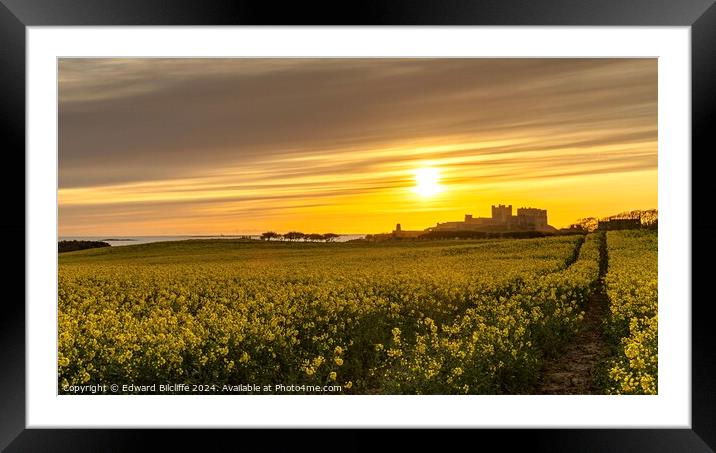 Bamburgh Castle Sunrise Framed Mounted Print by Edward Bilcliffe