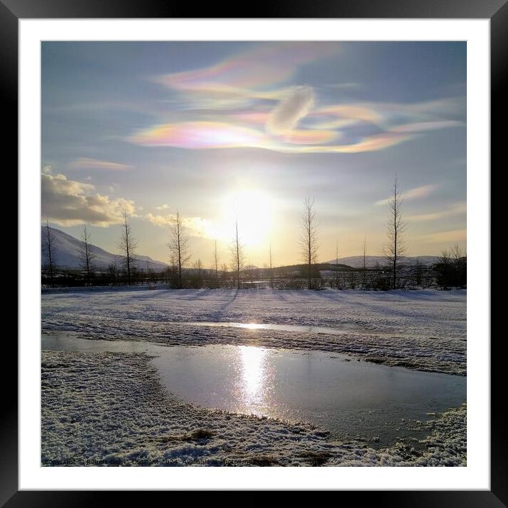 Nacreous clouds over a snowy landscape  Framed Mounted Print by Robert Galvin-Oliphant