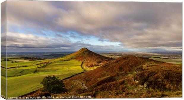 Autumn sunshine Roseberry Topping Canvas Print by Edward Bilcliffe