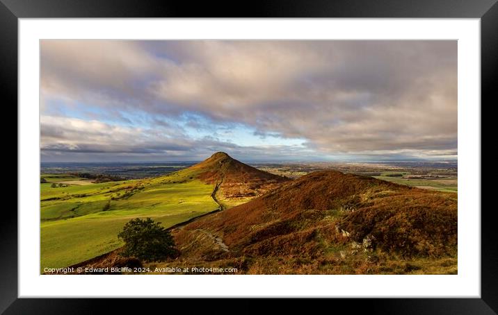Autumn sunshine Roseberry Topping Framed Mounted Print by Edward Bilcliffe