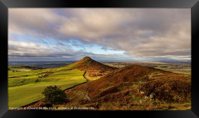 Autumn sunshine Roseberry Topping Framed Print by Edward Bilcliffe