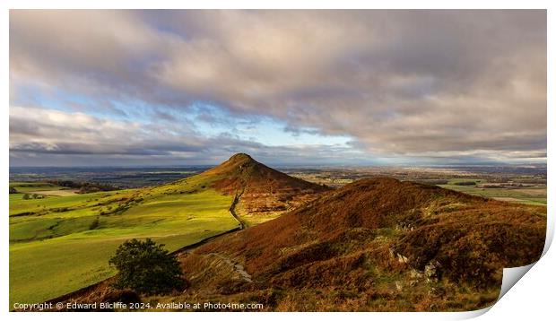 Autumn sunshine Roseberry Topping Print by Edward Bilcliffe