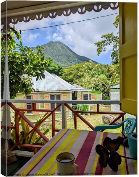 View of Nevis Peak from porch Canvas Print by Robert Galvin-Oliphant