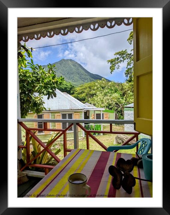View of Nevis Peak from porch Framed Mounted Print by Robert Galvin-Oliphant