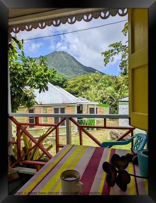 View of Nevis Peak from porch Framed Print by Robert Galvin-Oliphant