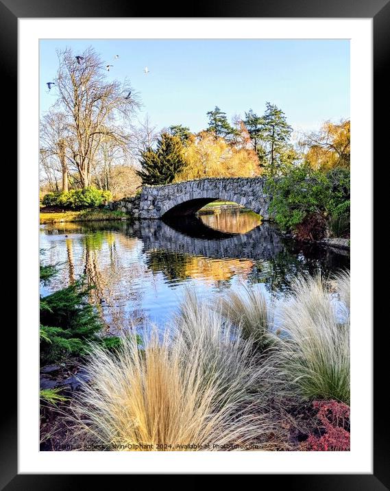 Old Stone Bridge on park pond Framed Mounted Print by Robert Galvin-Oliphant