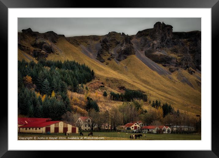 A beautiful hamlet in Kálfafell, South east Iceland Framed Mounted Print by Justo II Gayad