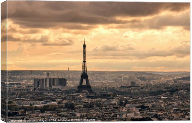 City scape of Paris with Eiffel tower Canvas Print by Justo II Gayad