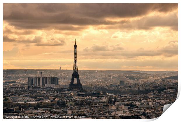 City scape of Paris with Eiffel tower Print by Justo II Gayad