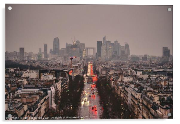 The Champs-Élysées, Paris France Acrylic by Justo II Gayad