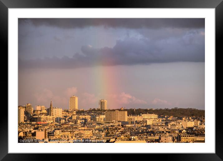 Cityscape Paris with a rainbow Framed Mounted Print by Justo II Gayad