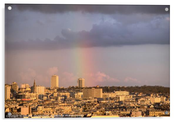 Cityscape Paris with a rainbow Acrylic by Justo II Gayad