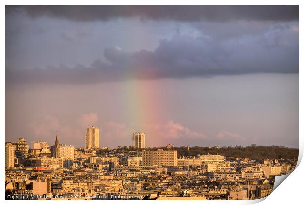 Cityscape Paris with a rainbow Print by Justo II Gayad