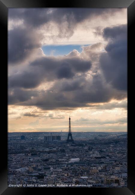 Cloudy day at Paris France Framed Print by Justo II Gayad