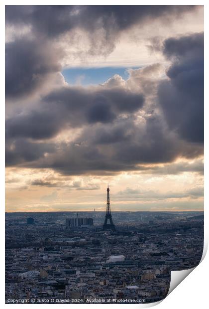 Cloudy day at Paris France Print by Justo II Gayad