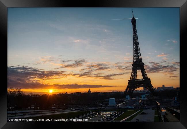 Sunrise Eiffel tower Paris, France Framed Print by Justo II Gayad
