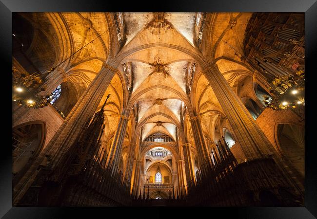 Interior of the Barcelona Cathedral Framed Print by Artur Bogacki